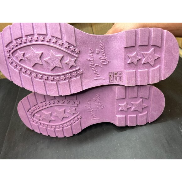 Irregular Choice Metallic Lilac Purple Loafers W/ Bows Scalloped Trim Lace US 11 - Picture 9 of 10